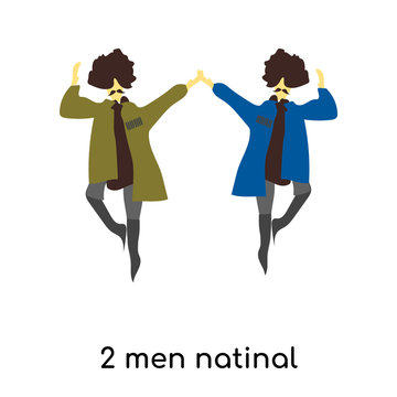 2 men natinal dancing icon isolated on white background. Simple and editable 2 men natinal dancing icons. Modern icon vector illustration.