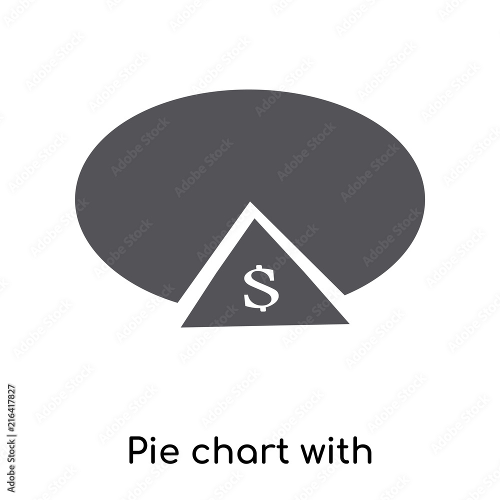 Poster pie chart with dollar icon isolated on white background. modern and editable pie chart with dollar i