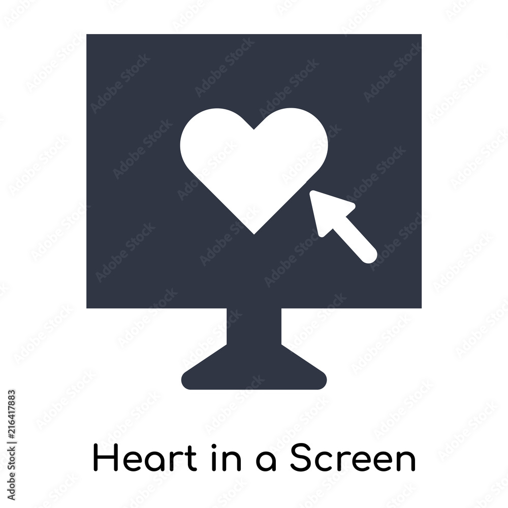 Poster heart in a screen icon isolated on white background. modern and editable heart in a screen icon. sim