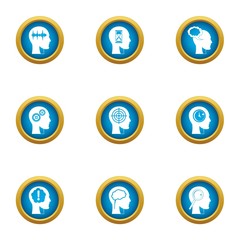 Mind icons set. Flat set of 9 mind vector icons for web isolated on white background