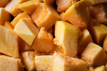 sliced pumpkin pieces closeup