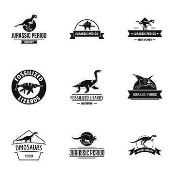 Jurassic period logo set. Simple set of 9 jurassic period vector logo for web isolated on white background