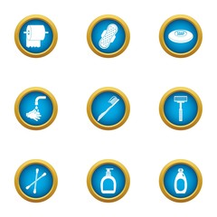 Toilet hygiene icons set. Flat set of 9 toilet hygiene vector icons for web isolated on white background