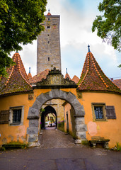 Fototapeta na wymiar Medieval old street in Rothenburg ob der Tauber, Germany