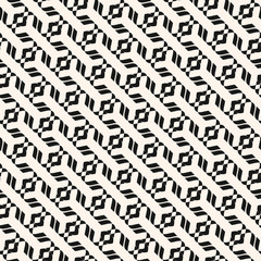 Vector abstract geometric ornament. Diagonal seamless pattern. Black and white