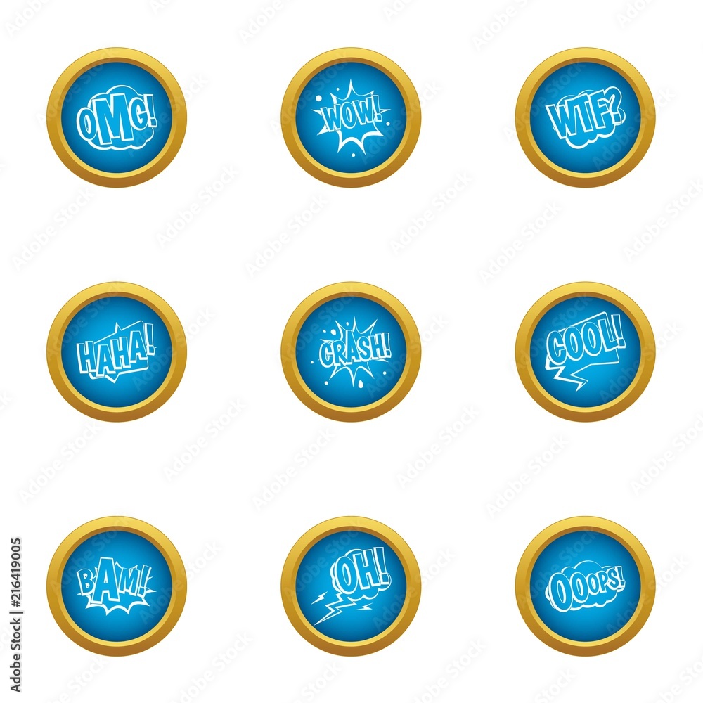 Poster wow icons set. flat set of 9 wow vector icons for web isolated on white background