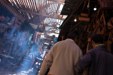 Fototapeta na wymiar marrakech street scene with people and daily life