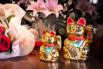 Couple of Japanese Golden Lucky Cat