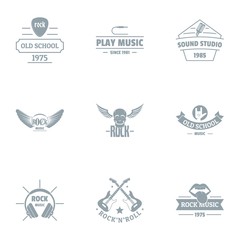 Play rock logo set. Simple set of 9 play rock vector logo for web isolated on white background