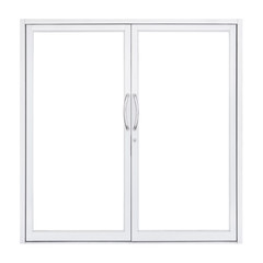 White steel glass doors with handle isolated on white background
