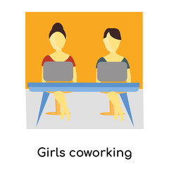 girls coworking icon isolated on white background. Simple and editable girls coworking icons. Modern icon vector illustration.