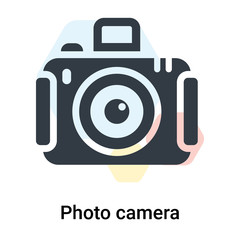 Photo camera icon vector sign and symbol isolated on white background, Photo camera logo concept