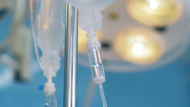 Close up of a drop bottle in a hospital room