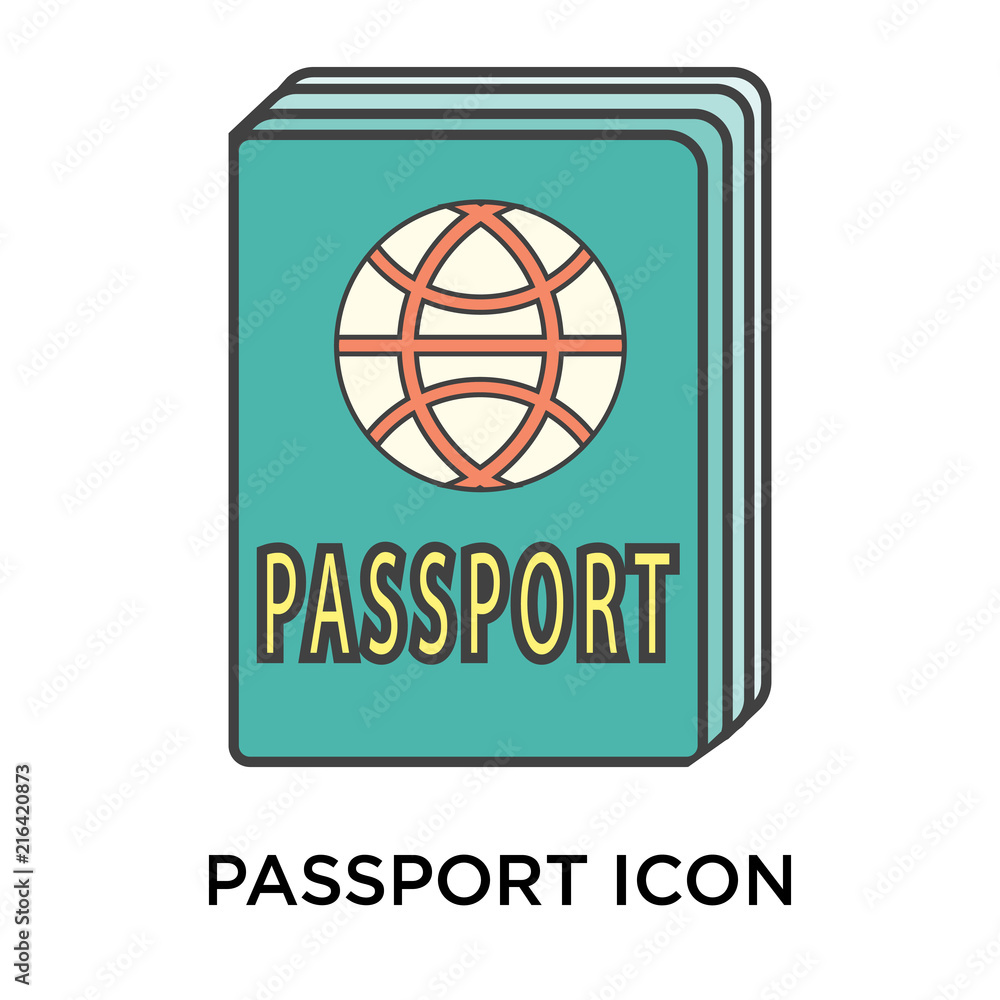Poster passport icon isolated on white background. modern and editable passport icon. simple icons vector i