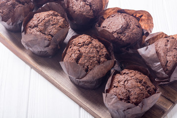 Sweet dessert chocolate muffins or cupcake