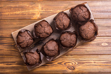 Sweet dessert chocolate muffins or cupcake