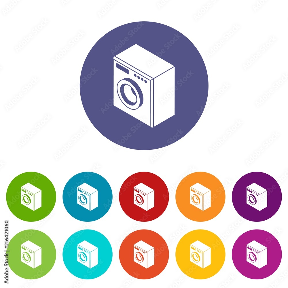 Poster washing machine icons color set vector for any web design on white background