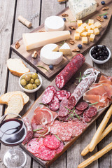 Assortment of cheese and sausages