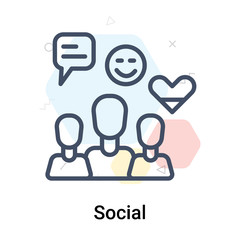 Social icon vector sign and symbol isolated on white background, Social logo concept