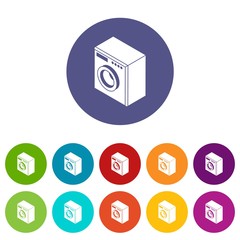 Washing machine icons color set vector for any web design on white background