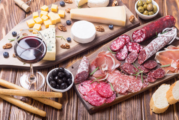 Assortment of cheese and sausages