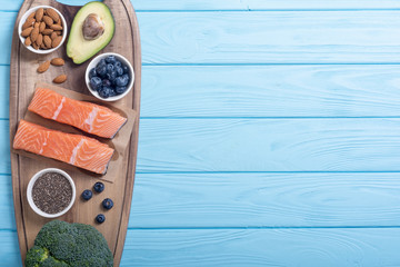 Healthy food with salmon