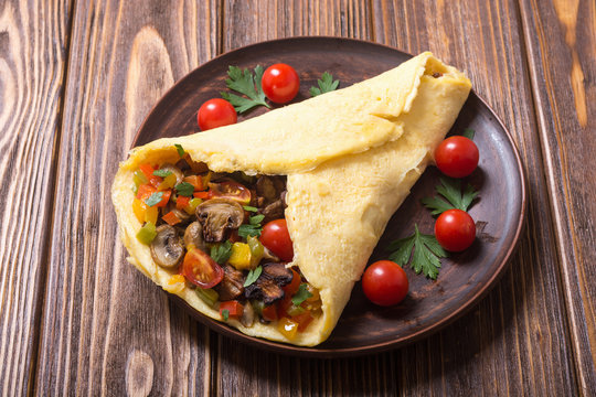 Omelette stuffed with vegetables