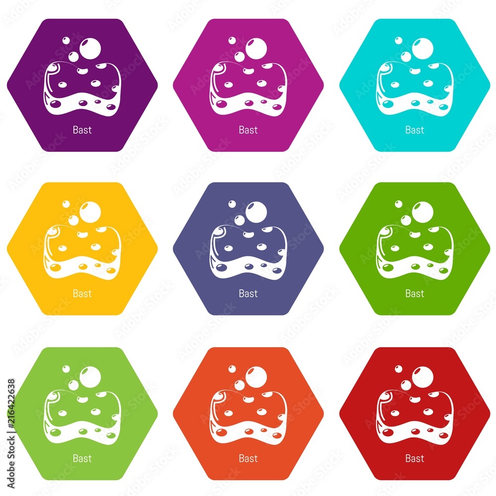 Poster bast icons 9 set coloful isolated on white for web