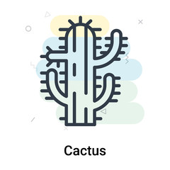 Obraz premium Cactus icon vector sign and symbol isolated on white background, Cactus logo concept