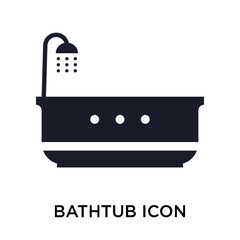Bathtub icon vector sign and symbol isolated on white background, Bathtub logo concept