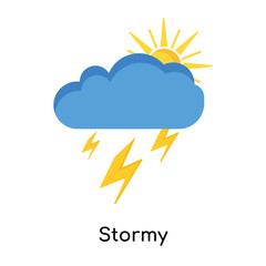 Stormy icon vector sign and symbol isolated on white background, Stormy logo concept