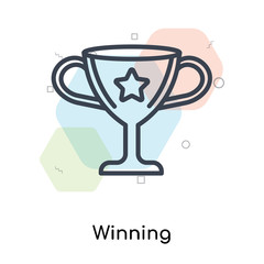 Winning icon vector sign and symbol isolated on white background, Winning logo concept