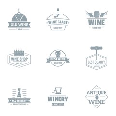 Wine cellar logo set. Simple set of 9 wine cellar vector logo for web isolated on white background