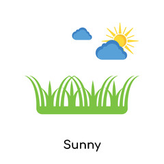 Sunny icon vector sign and symbol isolated on white background, Sunny logo concept
