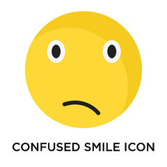 Confused smile icon vector sign and symbol isolated on white background, Confused smile logo concept