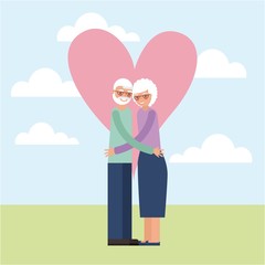 grandparents day cute happy older couple embraced vector illustration