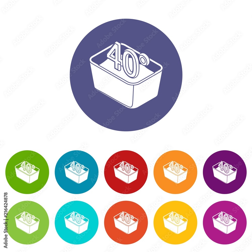 Poster hand wash 40 degrees celsius icons color set vector for any web design on white background