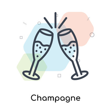Champagne icon vector sign and symbol isolated on white background, Champagne logo concept