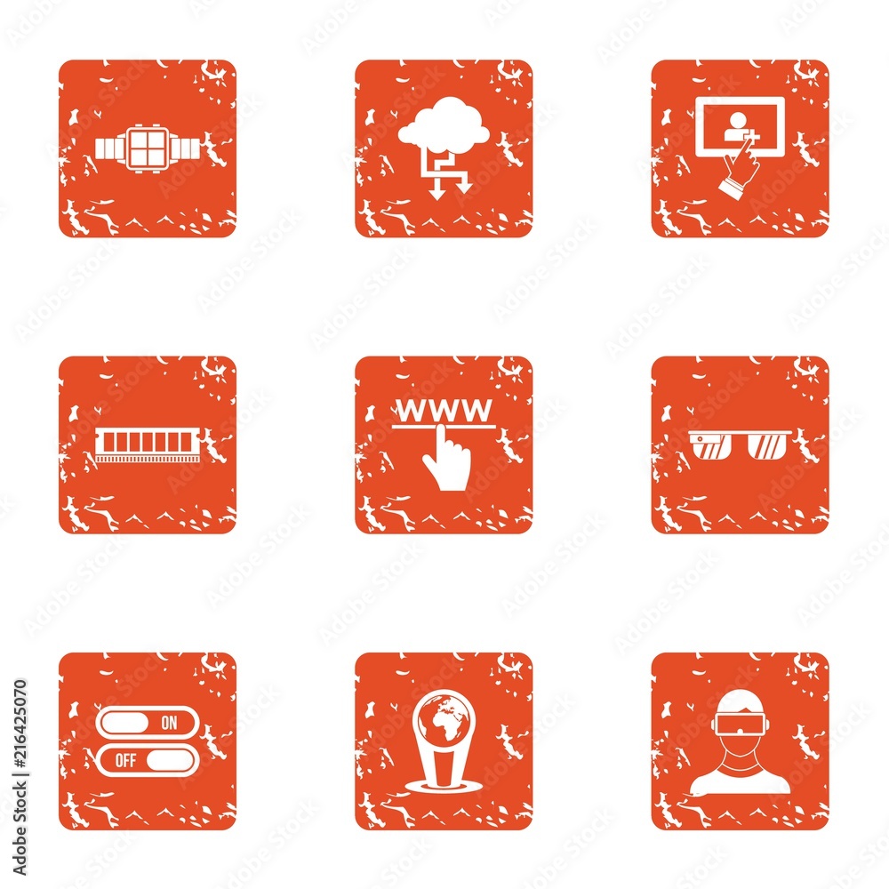 Poster directory icons set. grunge set of 9 directory vector icons for web isolated on white background