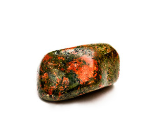 Unakite is an altered granite isolated on white background