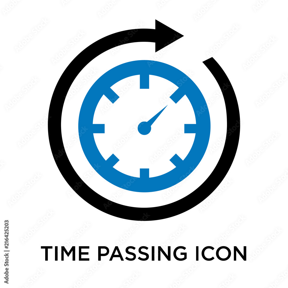 Poster time passing icon vector sign and symbol isolated on white background, time passing logo concept
