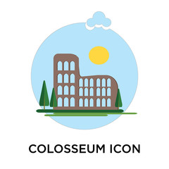 Colosseum icon vector sign and symbol isolated on white background, Colosseum logo concept
