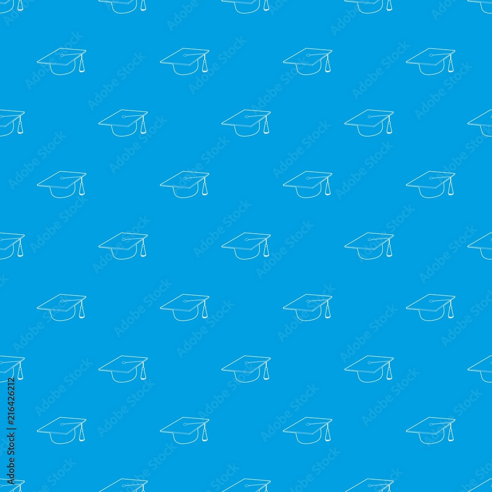 Poster hat student pattern vector seamless blue repeat for any use