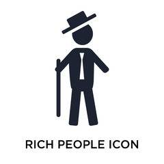 Rich people icon vector sign and symbol isolated on white background, Rich people logo concept