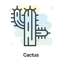 Cactus icon vector sign and symbol isolated on white background, Cactus logo concept