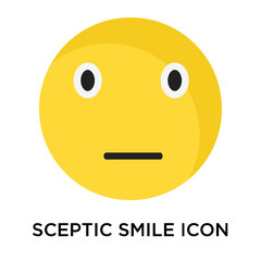 Sceptic smile icon vector sign and symbol isolated on white background, Sceptic smile logo concept