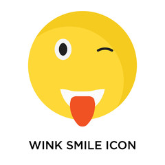 Fototapeta premium Wink smile icon vector sign and symbol isolated on white background, Wink smile logo concept