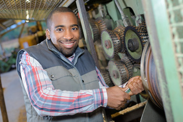 worker posing while working