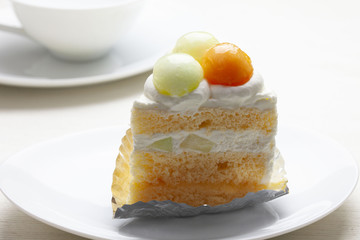 メロンの乗ったショートケーキ