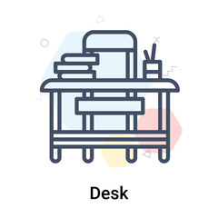 Desk icon vector sign and symbol isolated on white background, Desk logo concept